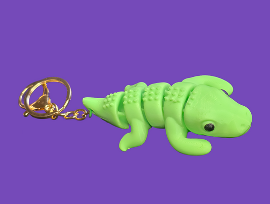 Baby Crocodile Keyring 3D Printed fidget toy on keyring. Australian made. Cute crocodile keyring.