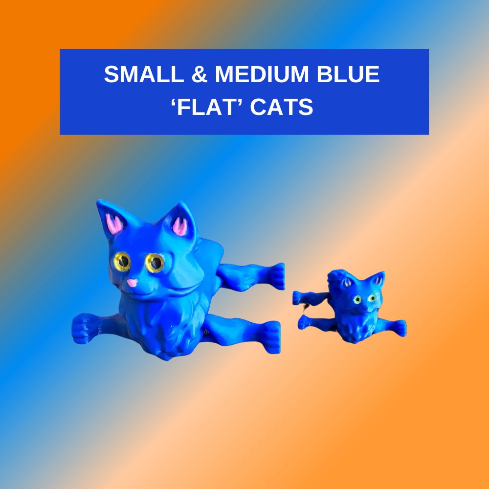 Smail and medium blue flat - articulated - kittens fidget toys