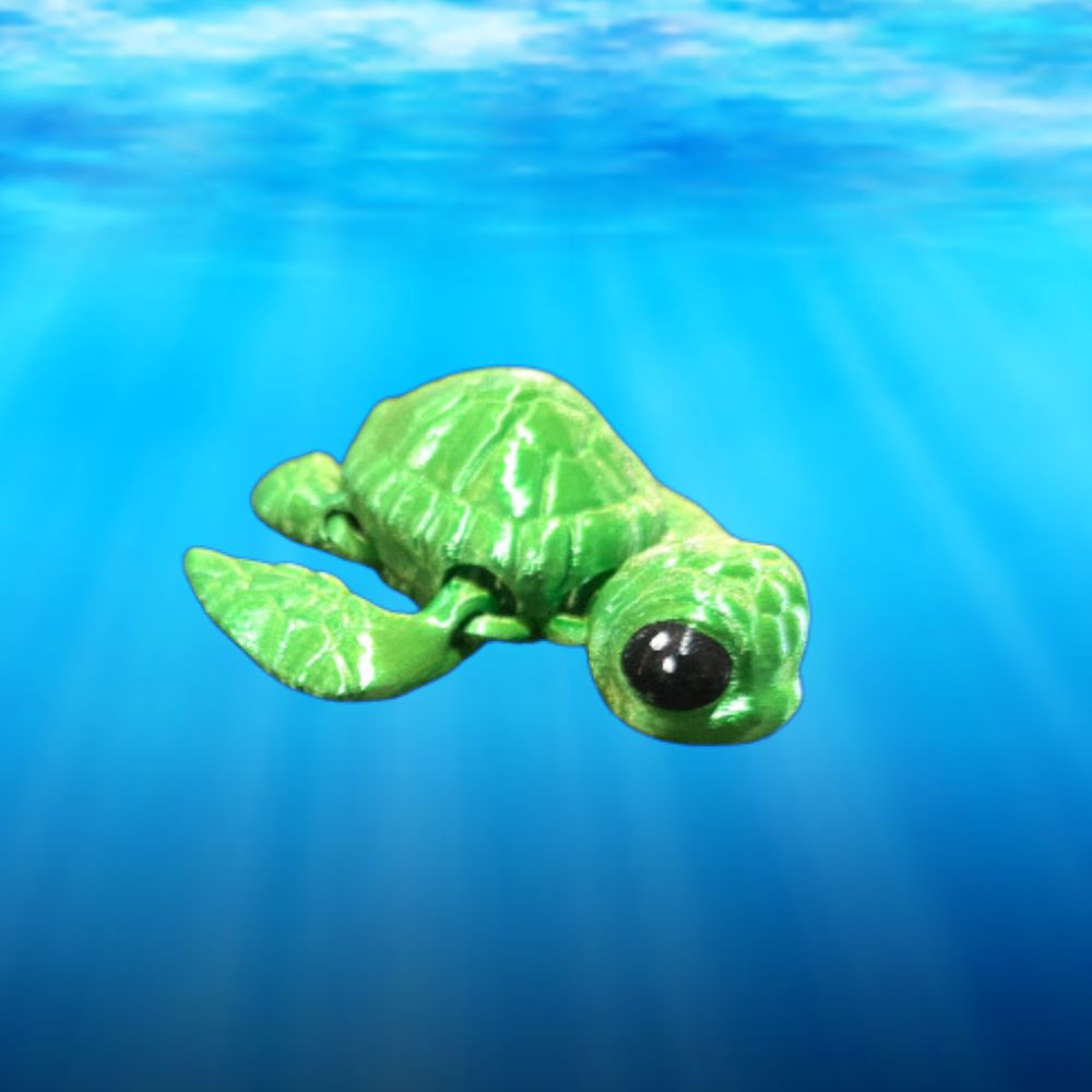 Cute green 3d turtle printed by Chaos 3D Printing in Australia