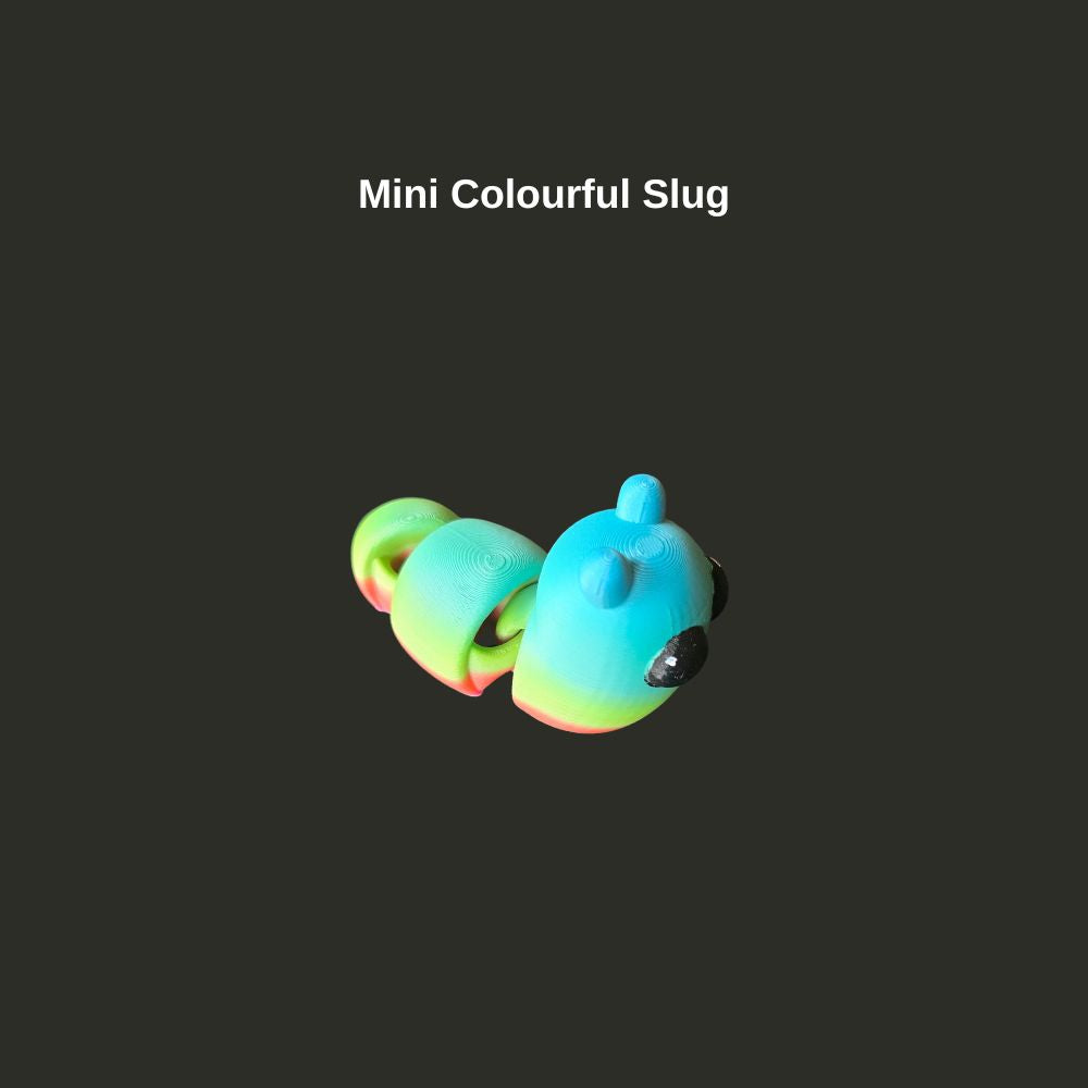 ute colourful mini 3D slug. Articulated 3D Slug made by Chaos 3D Printing.
