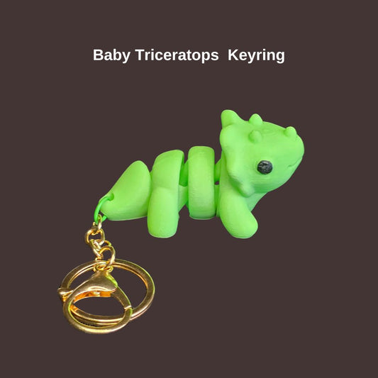 Cute baby Triceratops 3D printed keyring. Chaos 3D Printing specialists.