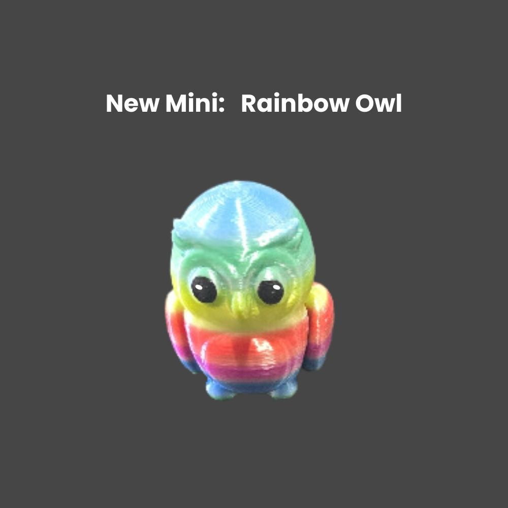 New Mini 3d toy - Mini Rainbow Owl made in Australia by Chaos 3d Printing