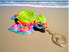 Baby rose turtle 3D printed by Chaos 3D Printing. Add a turtle to your backpack.