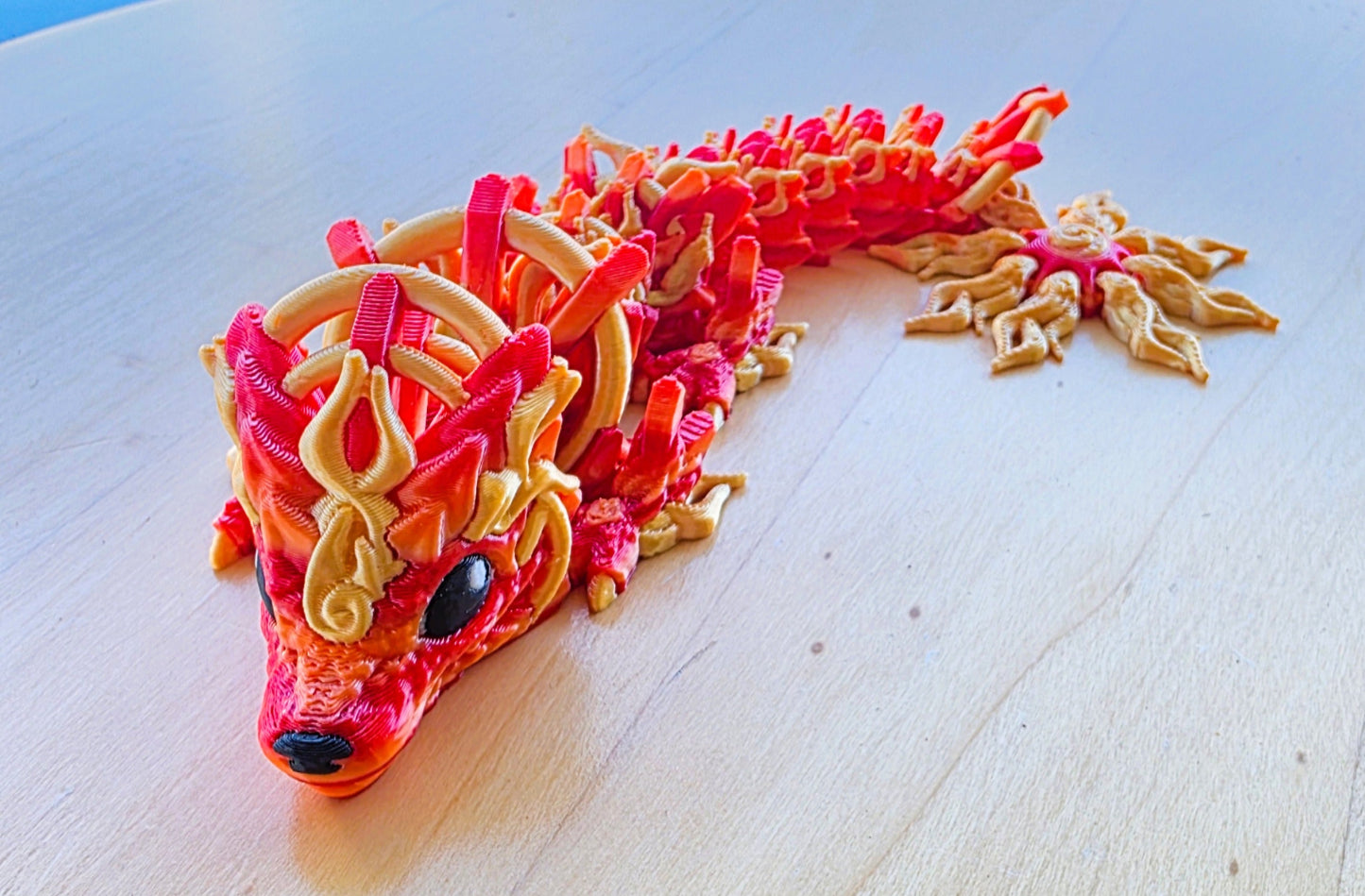 Solar Dragon 3d Toy made by Chaos 3D Printing in Australia. Colourful and pretty dragon toy.