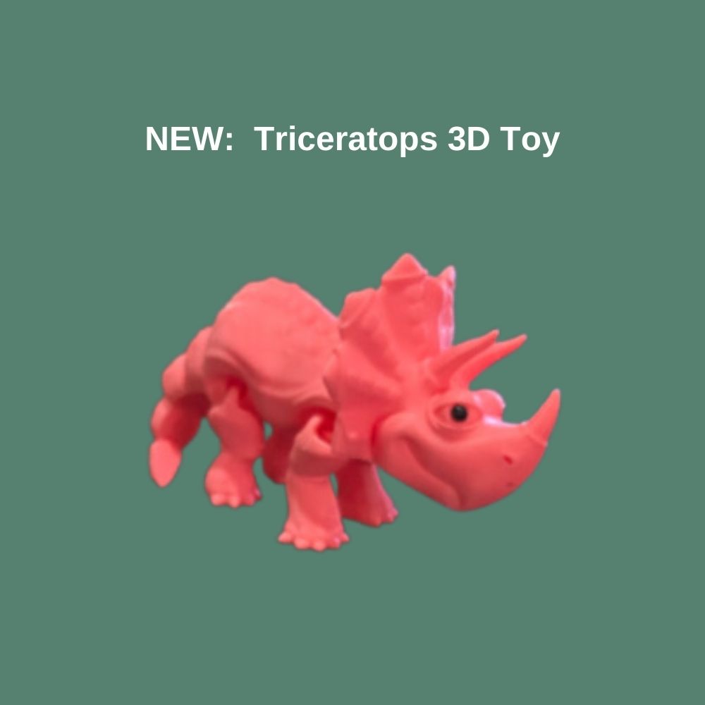Triceratops Dinosaur 3d articulated toy. Great gift for friends. Made in Queensland by Chaos 3D Printing.