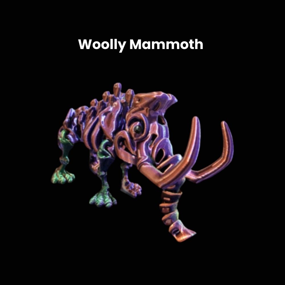 A massive woolly Mammoth is turned into a 3d articulated toy. Printed by Chaos 3d Printing in Australia.