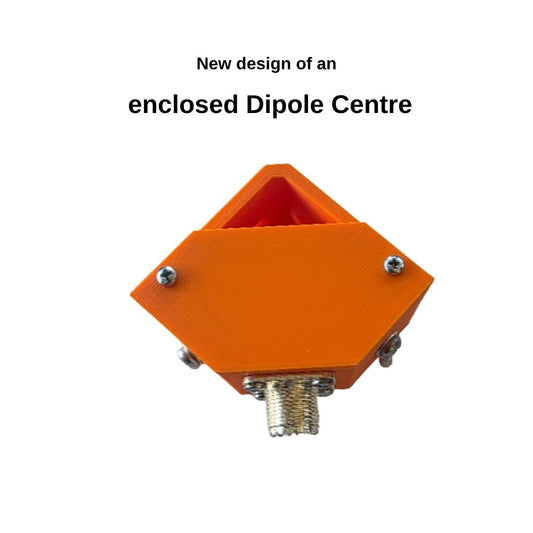 A new design - new enclosed center dipole for ham radio use outdoors or at home. Makes it easier to get through trees. Made in Australia by Chaos 3D Printing.