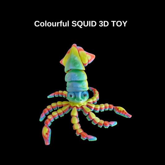 3d printed colourful squid. Made by Chaos 3D Printing in Australia with commercial licence.