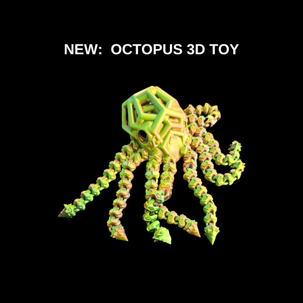 3d printed octopus fidget toy. Made by Chaos 3D Printing in Australia with commercial licence.