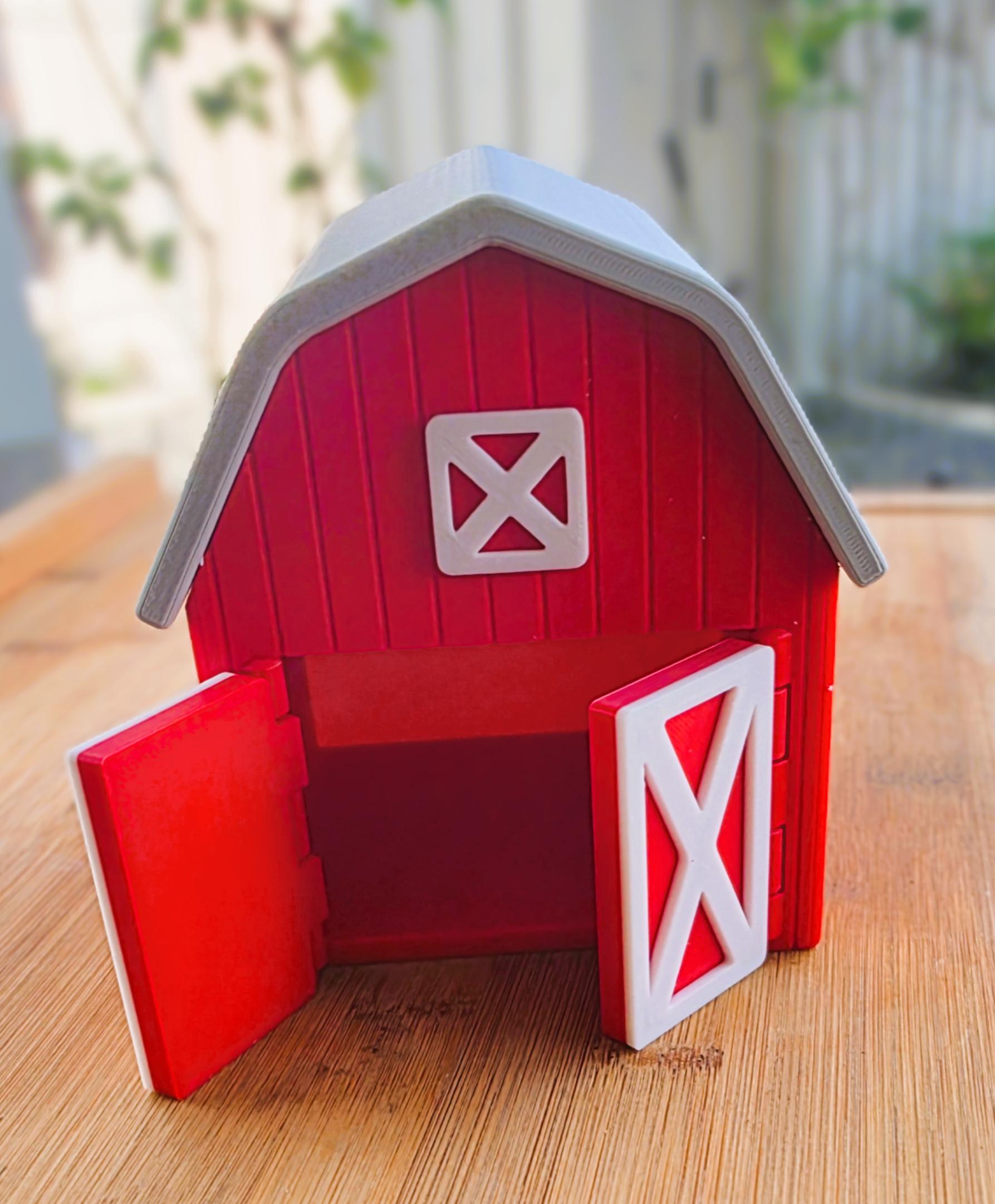 Red 3D toy barn. Fun at the farmyard for kids. Australian made by Chaos 3D Printing.