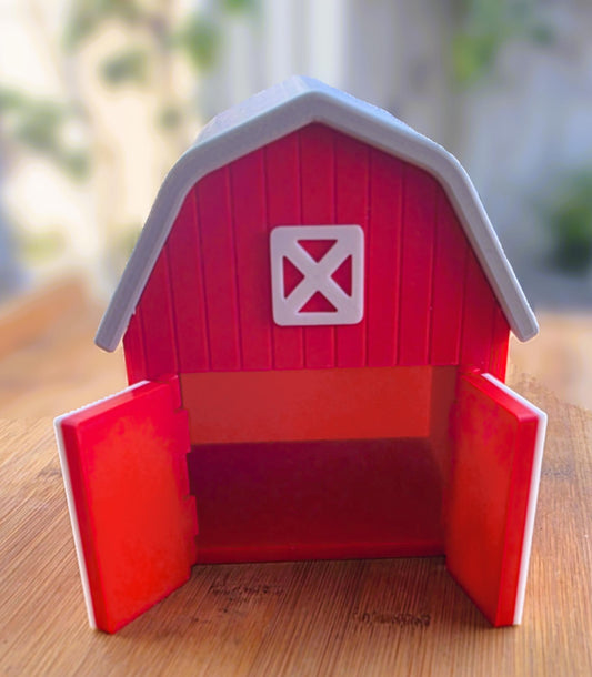 Red 3D toy barn. Fun at the farmyard for kids. Australian made by Chaos 3D Printing.