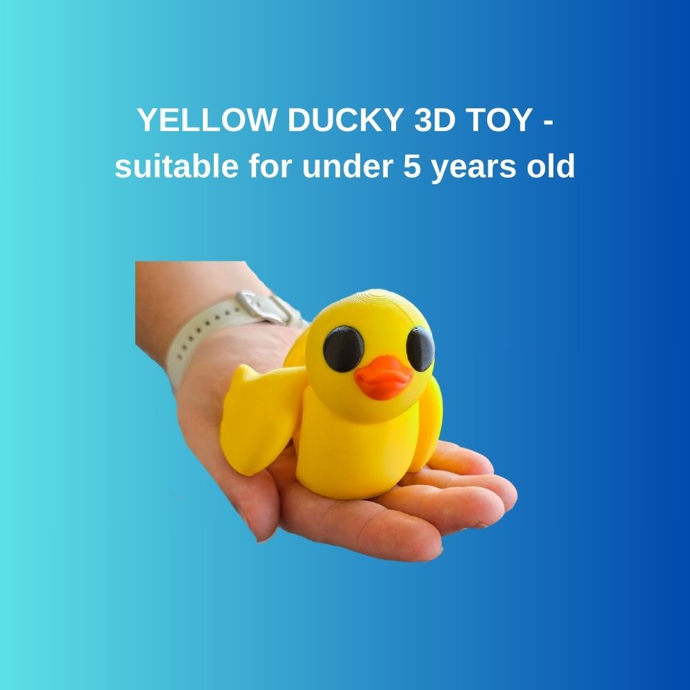 Yellow Duck 3D Printed toy suitable for kids under 5 years old. Made by Chaos 3D Printing in Australia with a commercial licence.